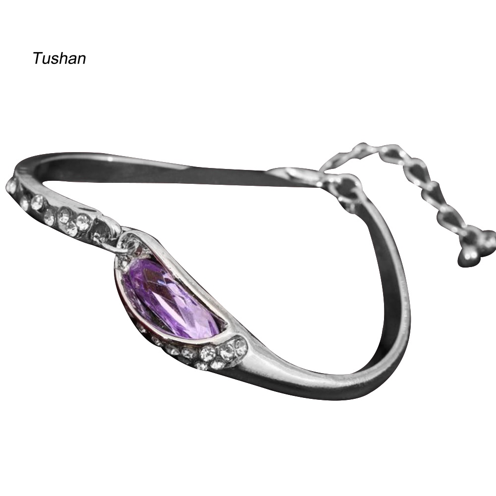 Vòng Đeo Tay Dạng Chuỗi Hạt Đính Đá Thủy Tinh Màu Xanh Dương Thanh Lịch