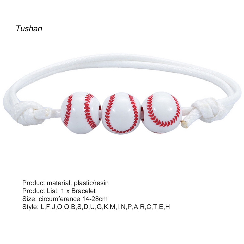 [Ts] Vòng Đeo Tay Thể Thao Dây Bện Gắn Bóng Bầu Dục Có Thể Điều Chỉnh Thời Trang Unisex