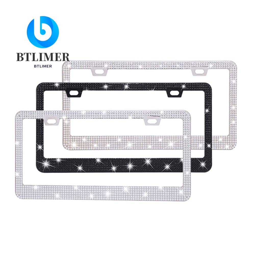 Btlimer Biển Số Khung Biển Số Thời Trang 1 Gói|Giá Đỡ Biển Số Xe Trang Trí Nội Thất Xe Hơi Lấp Lánh