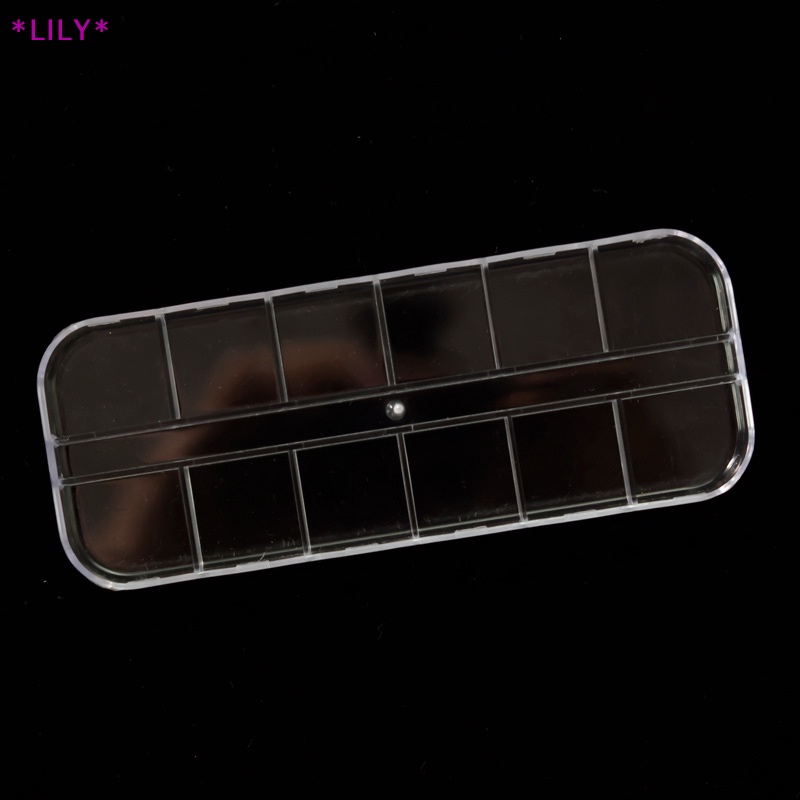Lily 12 tế bào rõ ràng nhựa Nail Art trang trí nội thất lưu trữ trường hợp container đá quý hộp đồ trang sức uuu