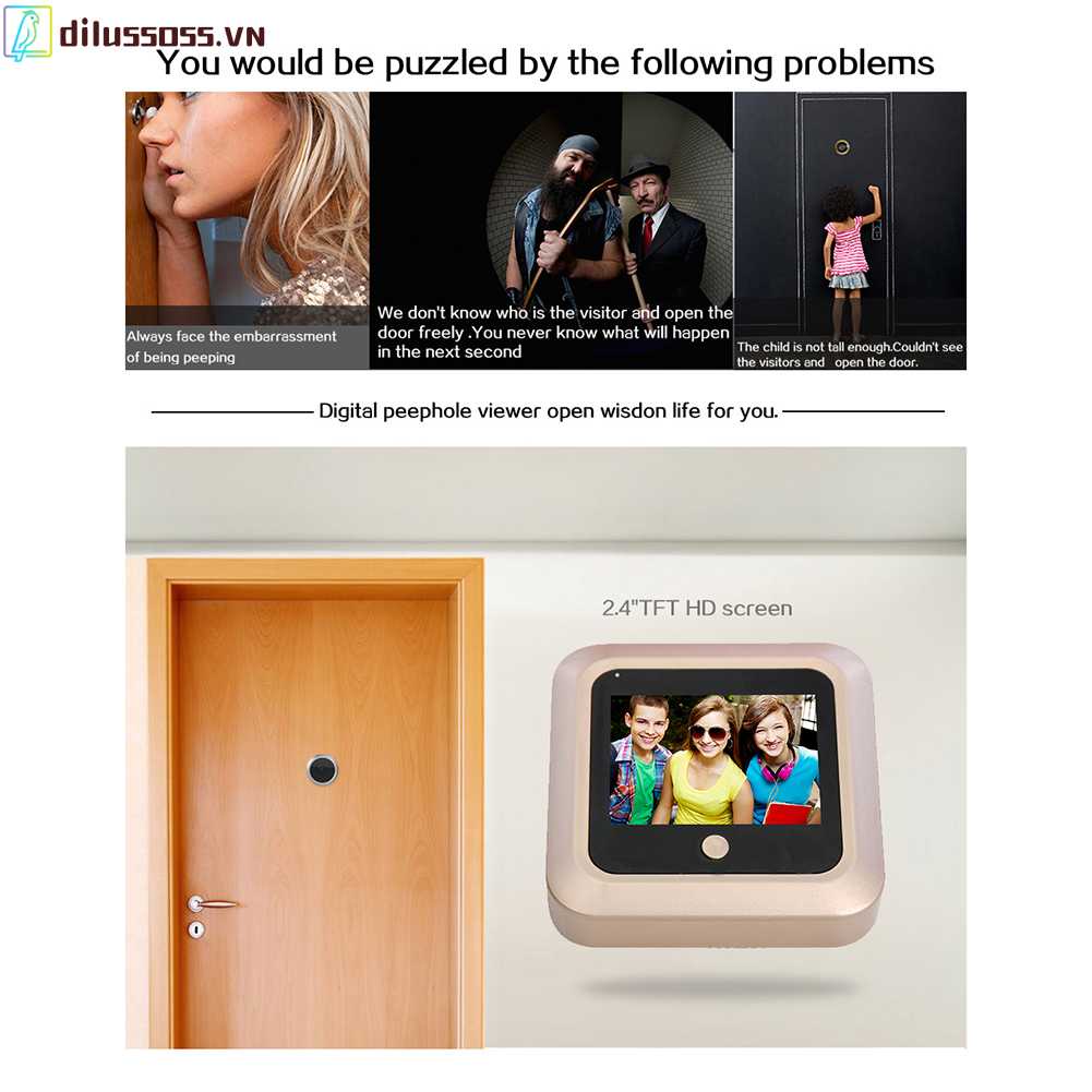 Đèn Mắt Mèo Thông Minh 2.4 Inch Hỗ Trợ Tầm Nhìn Ban Đêm