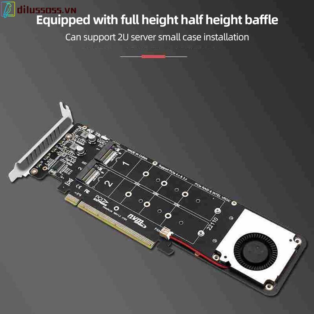 Card Chuyển Đổi 4Disk NVME Raid PCI-E4.0X16 Hai Mặt Cho 2230 / 2242 / 2260 / 2280mm