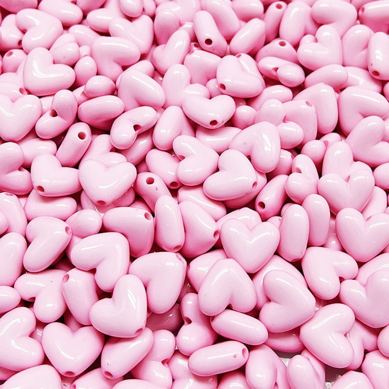Set 15 Hạt Nhựa Acrylic Hình Trái Tim Làm Trang Sức DIY