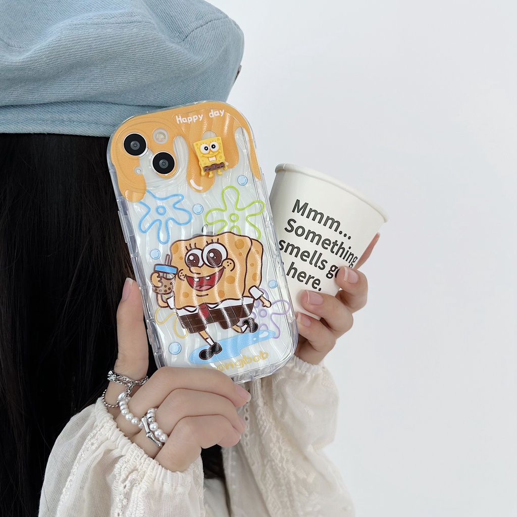 Ốp Điện Thoại Tpu Mềm Trong Suốt Chống Sốc In Hình Spongebob Cho iPhone 13 12 11 Pro Max 14 Plus