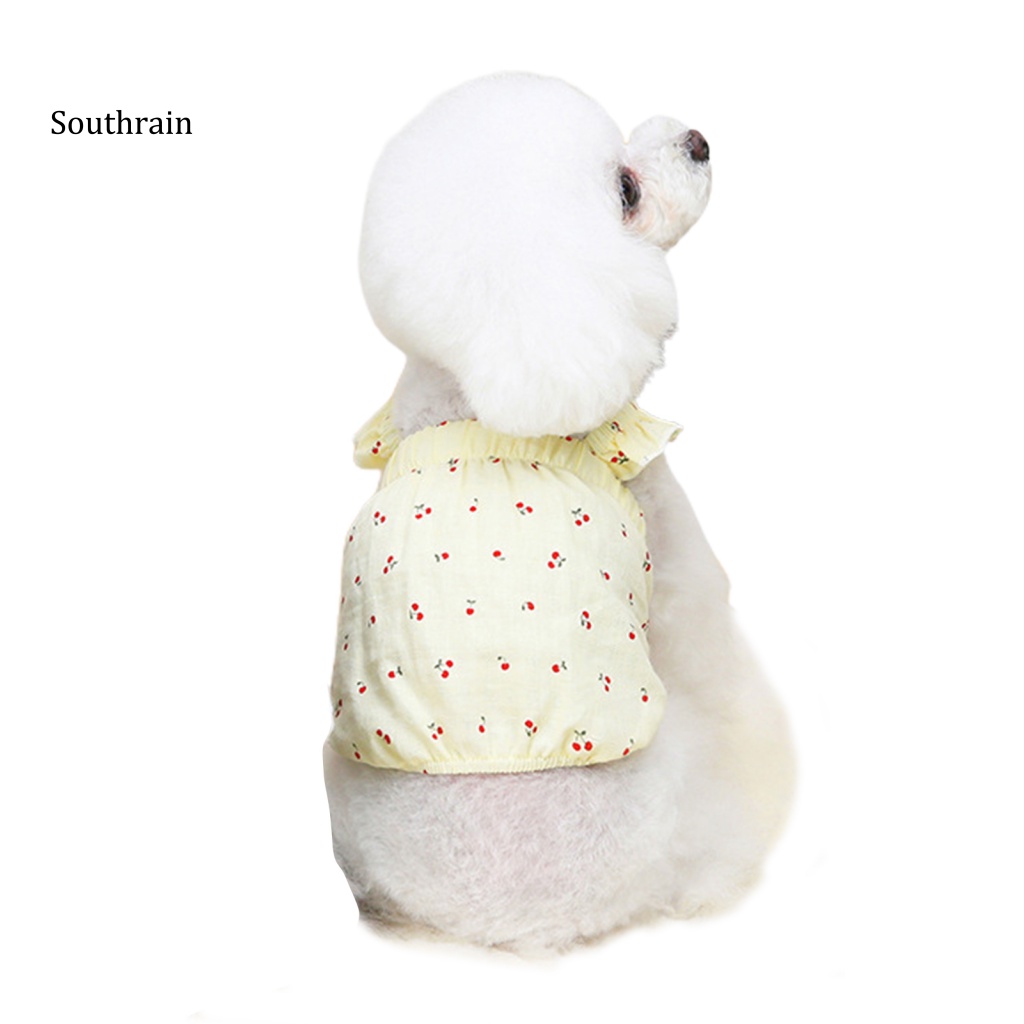 Đầm Không Tay In Họa Tiết Cherry Xinh Xắn Thời Trang Mùa Xuân Cho Cún Cưng