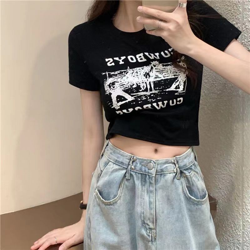 Áo baby tee Thun croptop Tay Ngắn Dáng Ôm Xinh Xắn