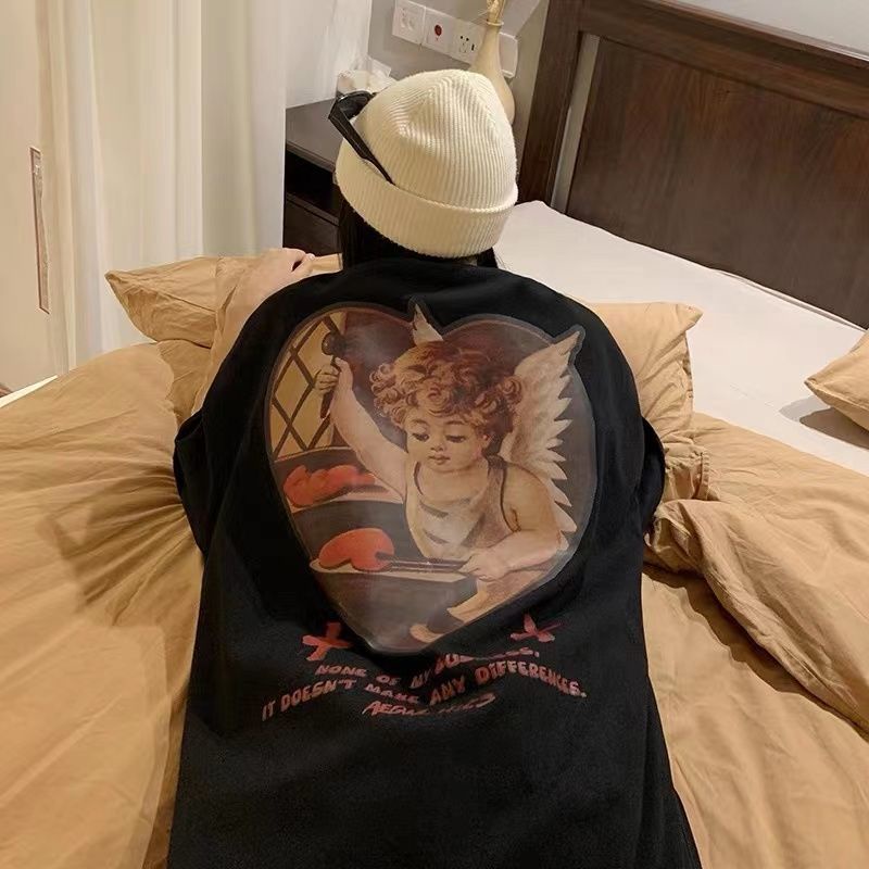 Áo Thun Tay Ngắn 2 Tay Lửng Dáng Rộng Thời Trang Mùa Hè Phong Cách Retro Mỹ Mới Dành Cho Bạn Nam