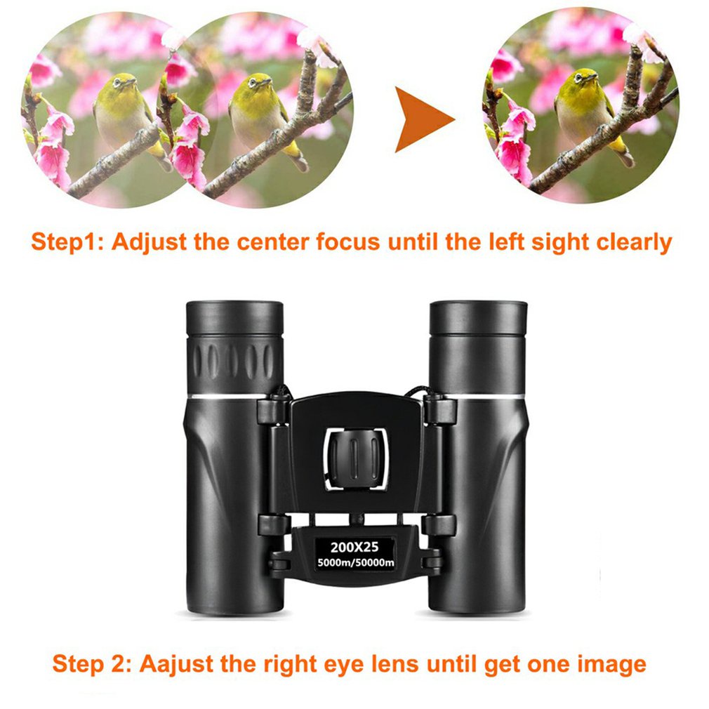 Binoculars Mini Portable Zoom High Definition Telescope Powerful 200X25 Folding Long Range Low Light Night View Binocular [Q/1]