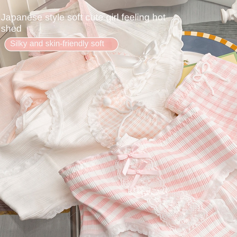 Quần Lót Cotton Mềm Mại Màu Trắng Hồng Phong Cách Công Chúa Lolita Ngọt Ngào Cho Nữ