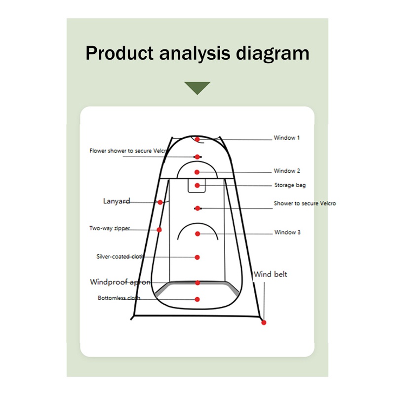 Lều Tắm 3 Cửa Sổ Đơn Giản Di Động Cho Hoạt Động Ngoài Trời