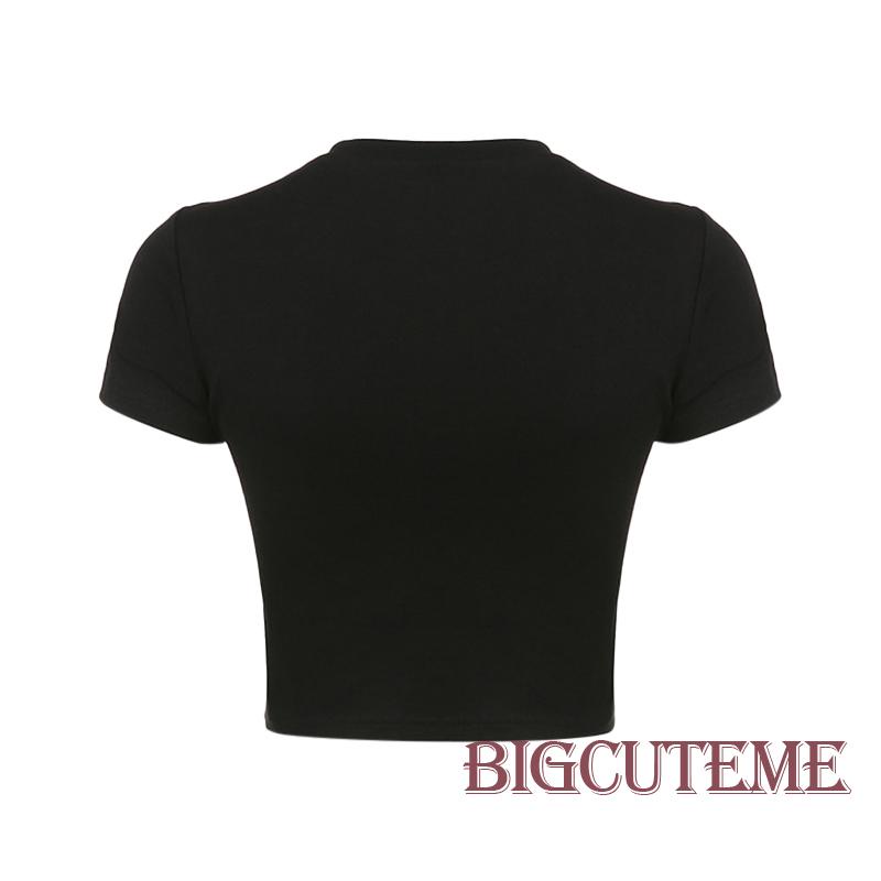 Áo Thun Lửng Ngắn Tay In Chữ Thời Trang Dành Cho Nữ