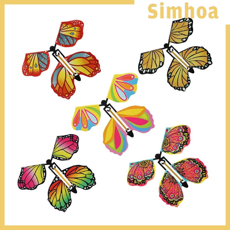 Set 5 Thẻ Đánh Dấu Trang Sách Hình Bướm Bay Sử Dụng Dây Cót