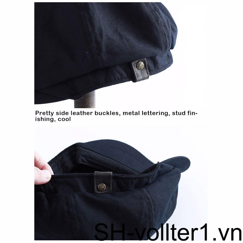 Mũ Bát Giác Vải Lanh Mềm Thoáng Khí Thoải Mái Thời Trang Anh Quốc Màu Đen