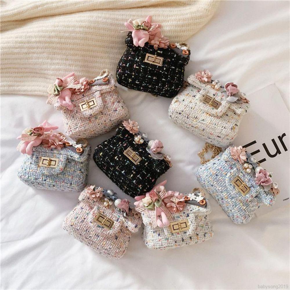 Túi Đeo Chéo Mini Đính Hoa Ngọc Trai Dễ Thương Cho Bé Gái