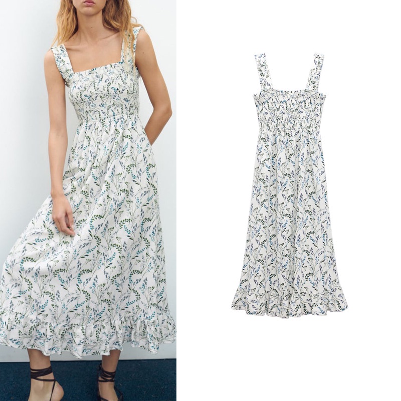 Đầm ZARA Hai Dây Họa Tiết Hoa Xinh Xắn Thời Trang Mùa Hè 5216064