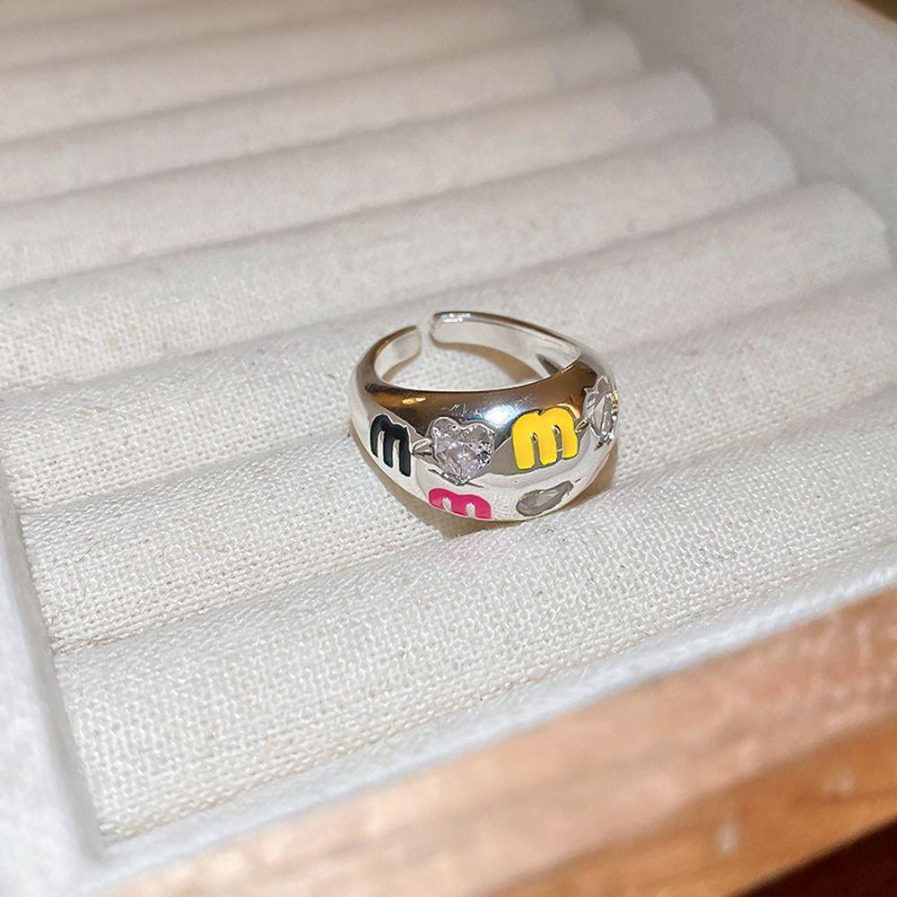 MXGOODS Nhẫn Hở Khắc Chữ M Bằng Đồng Phong Cách Hàn Quốc Dành Cho Nữ