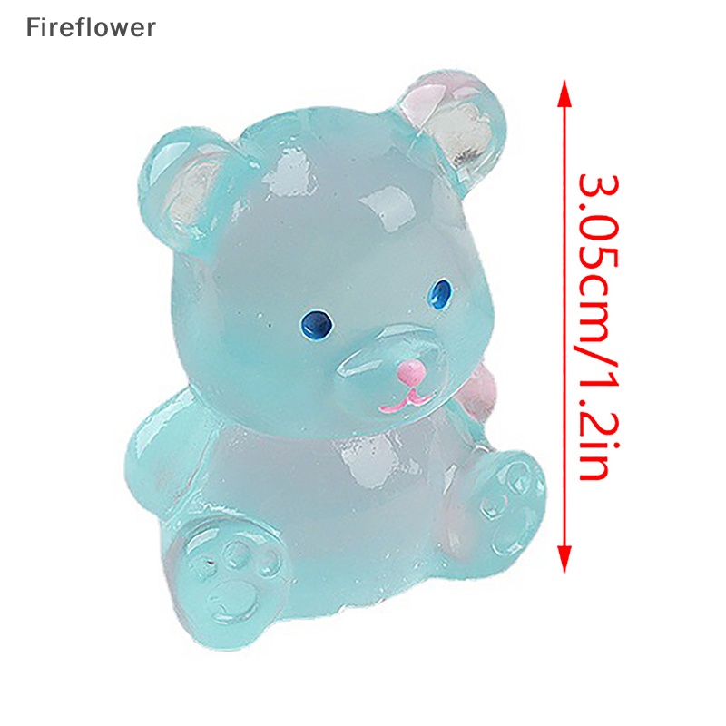 Velishy 2 cái trang trí gấu phát sáng mini phim hoạt hình màu búp bê vi cảnh trang trí nhà búp bê đồ chơi thu nhỏ