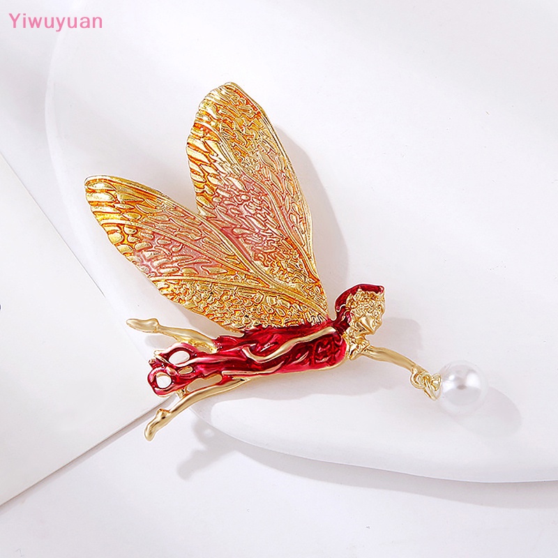 < Yiwuyuan > Trâm Cài Áo Khoác Hóa Trang Thiên Thần Đính Ngọc Trai Gradient Thời Trang Mới Cho Nữ