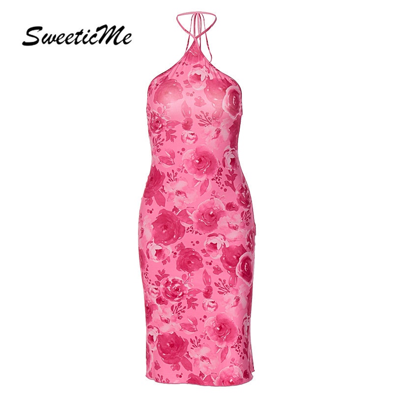 Đầm Dài Hai Dây Hở Lưng Dáng Ôm In Họa Tiết Hoa Thời Trang 2023 Dành Cho Bạn Nữ