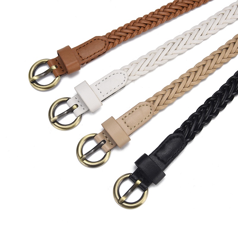 Thắt Lưng Da PU Bản Nhỏ Khóa Đồng Kiểu Vintage Thời Trang Mùa Hè Cho Nữ