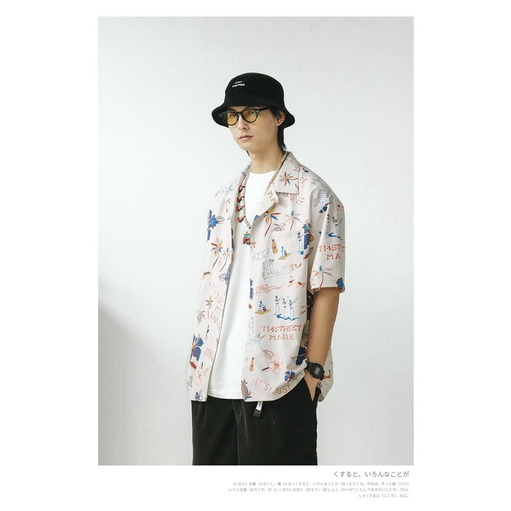 Áo Sơ Mi Tay Ngắn Dáng Rộng In Họa Tiết Hoa Phong Cách Hawaii Thời Trang Mùa Hè Cho Nam