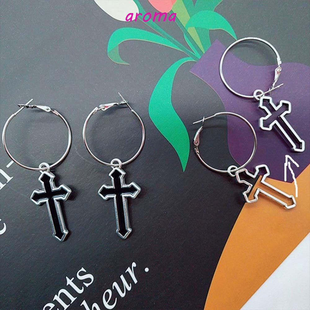 Bông Tai Dạng Vòng Bằng Hợp Kim Thiết Kế Đục Lỗ Phong Cách Gothic Tối Giản Cho Nam