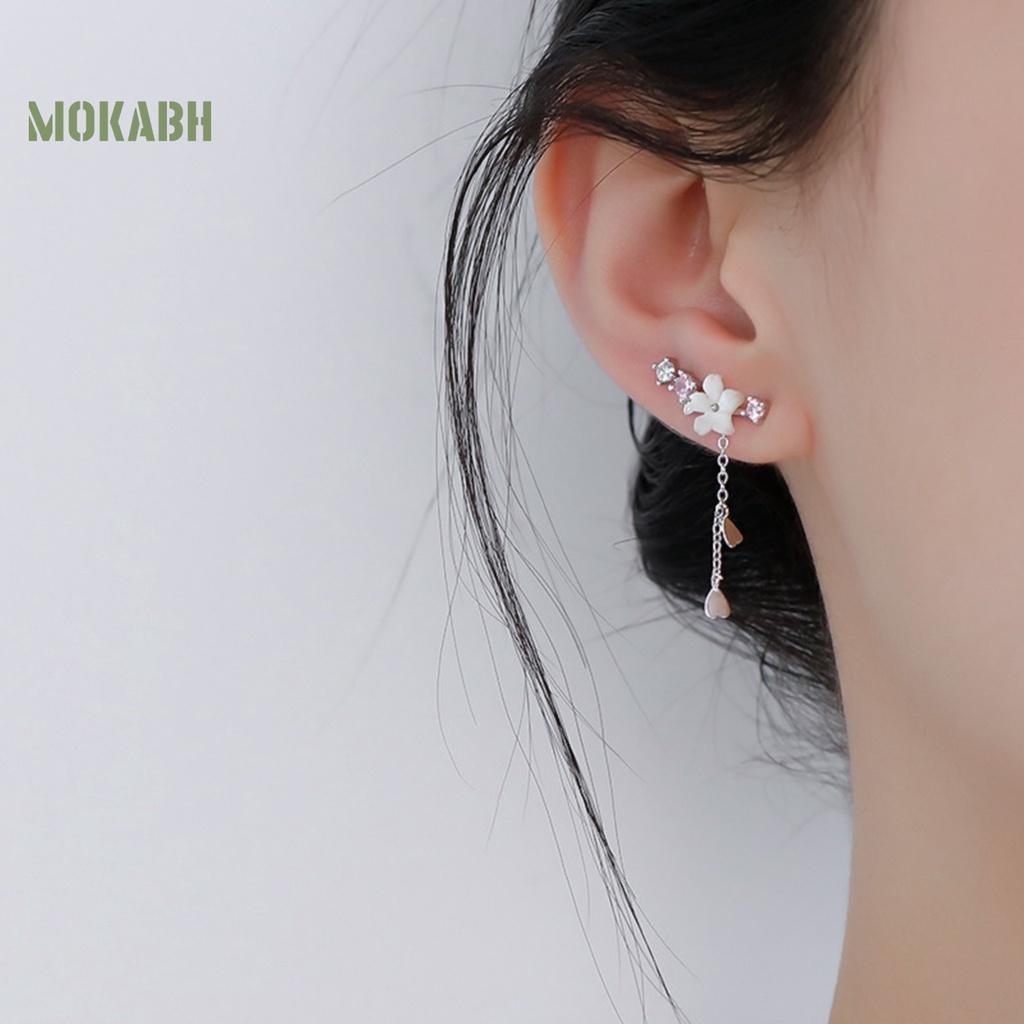 1 Đôi Bông Tai Hình Hoa Và Vỏ Sò Đính Đá Thời Trang