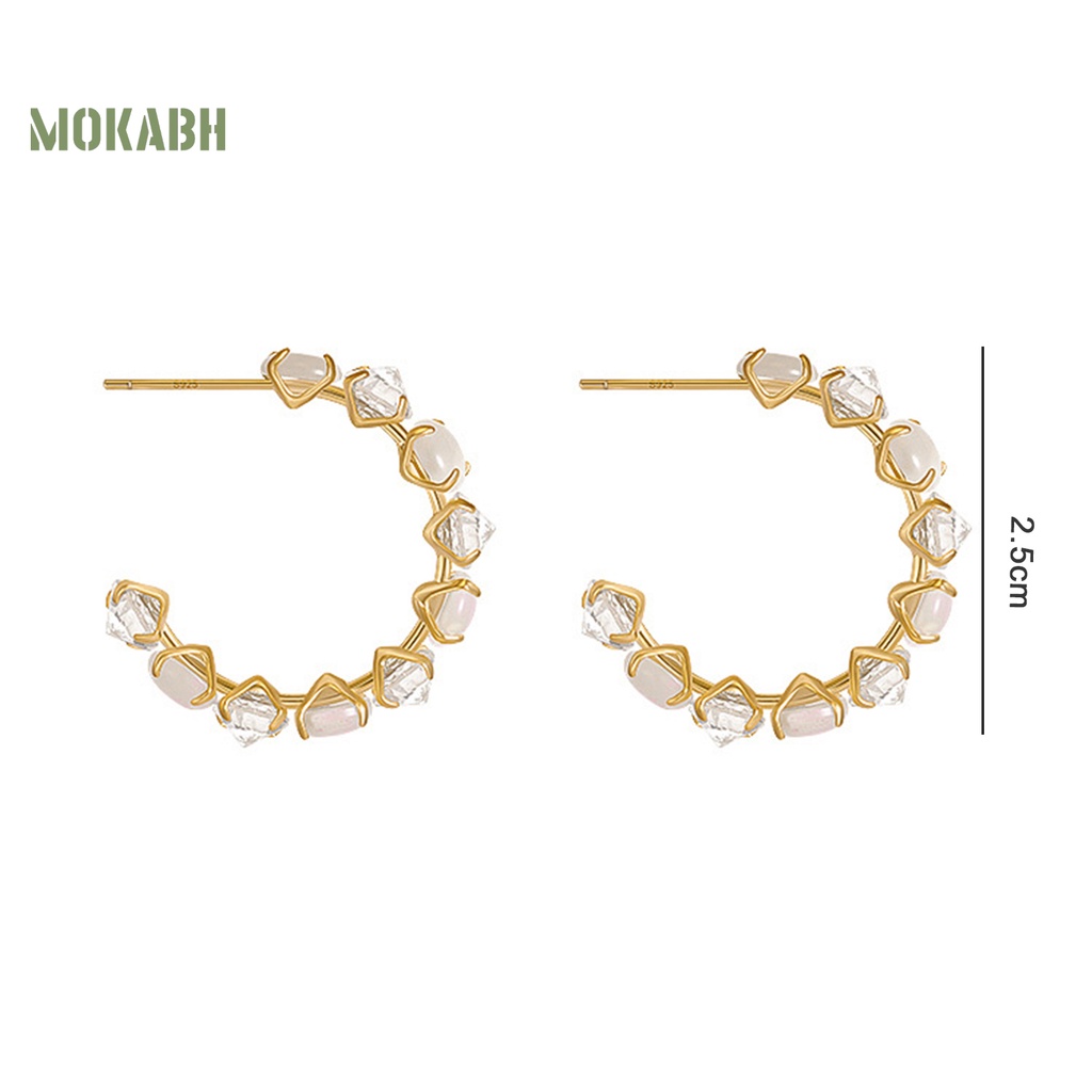 1 Đôi Bông Tai Tròn Đính Đá Zircon Phong Cách Hàn Quốc Thời Trang Dành Cho Nữ