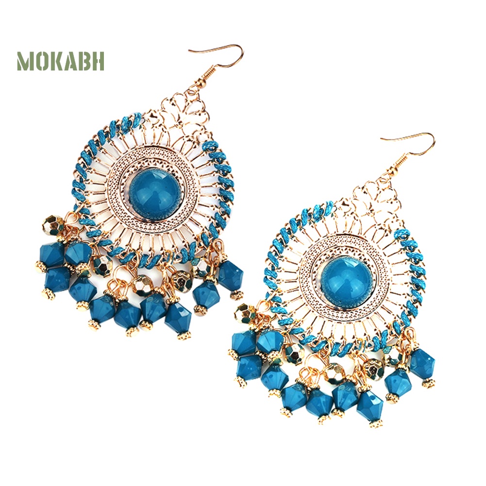 Bông Tai Chuỗi Hạt Phối Tua Rua Phong Cách Bohemia Thời Trang Cho Nữ