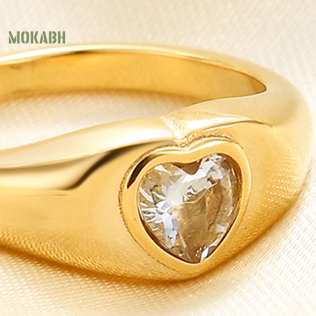 Nhẫn Hình Trái Tim Bằng Thép Không Gỉ Không Gây Dị Ứng Đính Đá Thời Trang Dành Cho Nữ