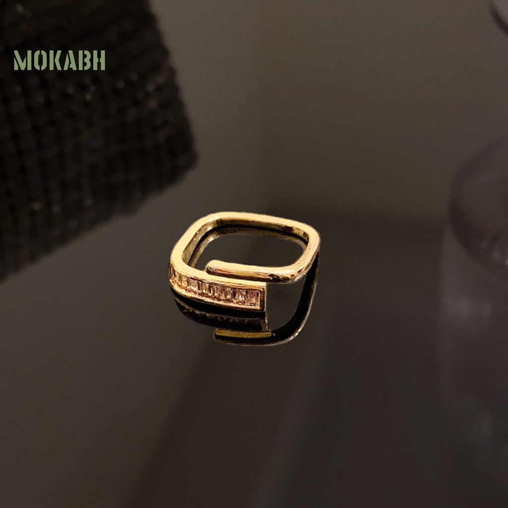 Nhẫn Đeo Tay Hai Lớp Bằng Đồng Sáng Bóng Phong Cách Hàn Quốc Cho Nữ