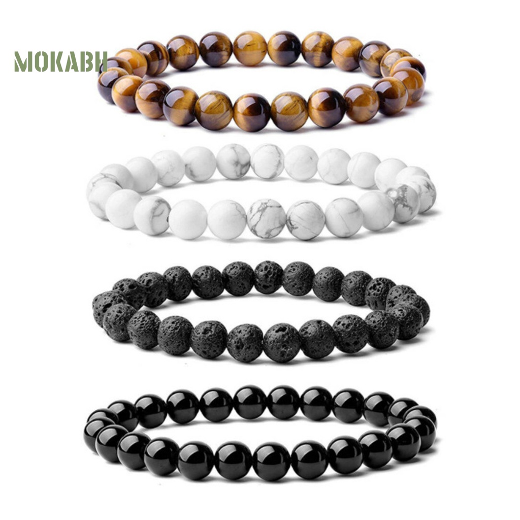 Set 4 Vòng Tay Chuỗi Hạt Đá Mắt Hổ Tự Nhiên 8mm Thời Trang Cho Cặp Đôi