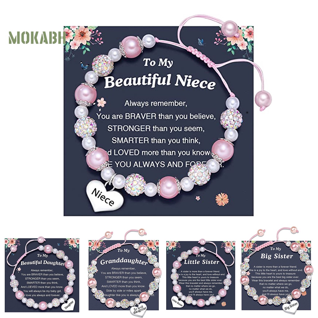 [Mới] Vòng Tay Đính Đá Ngọc Trai Giả Hình Chữ Cái Màu Tương Phản Lấp Lánh Có Thể Điều Chỉnh Làm