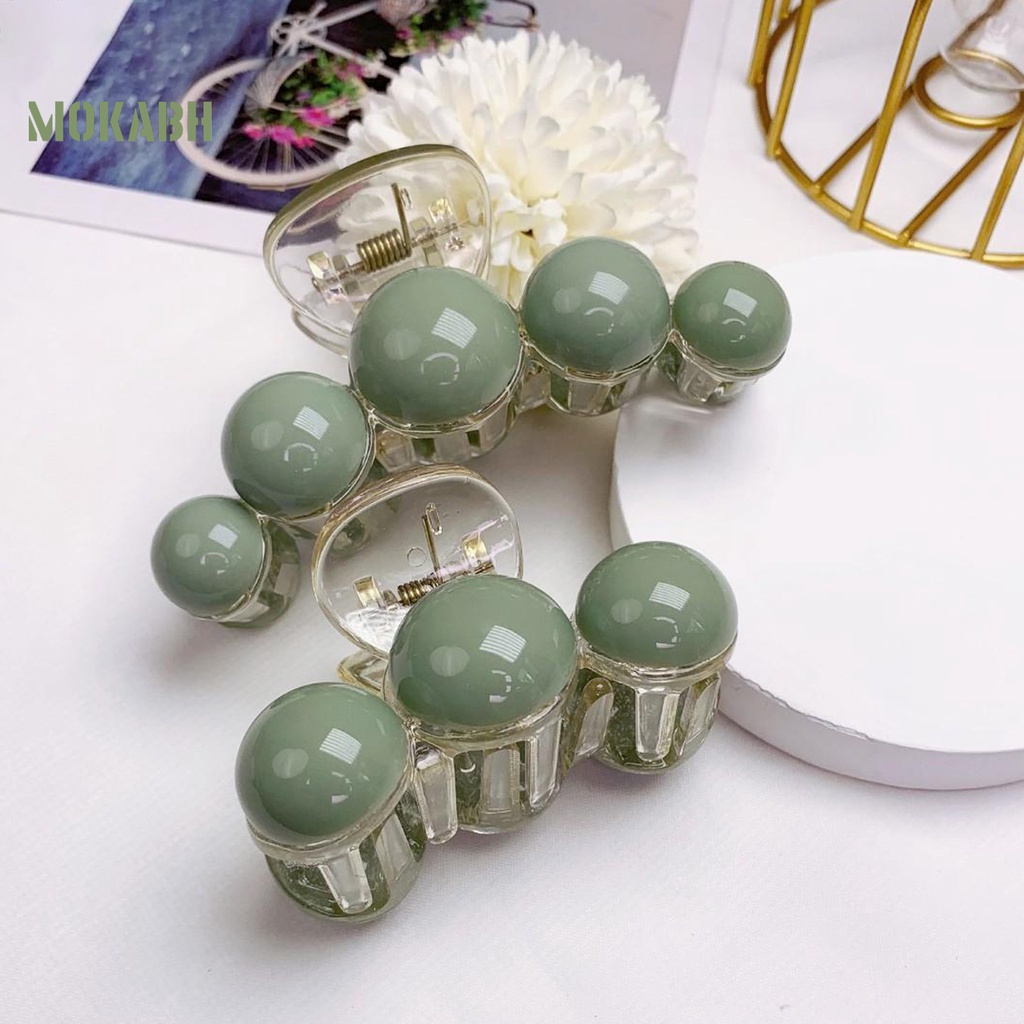 Kẹp Tóc Càng Cua Đính Hạt Acrylic Màu Xanh Lá Tối Giản Thanh Lịch Dễ Phối Đồ Thời Trang Cho Nữ