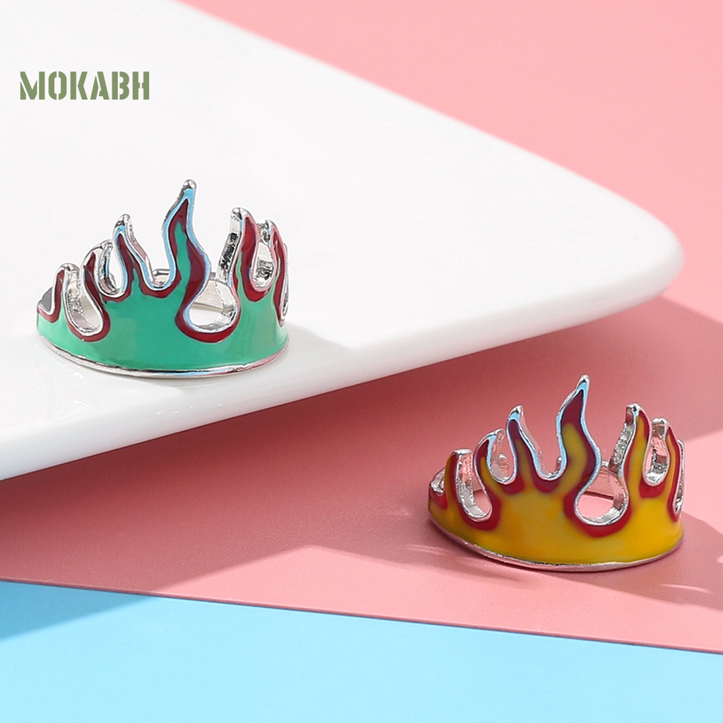 Nhẫn Hở Hình Ngọn Lửa Bằng Hợp Kim Chống Biến Dạng Phong Cách Cổ Điển Có Thể Điều Chỉnh Cho Nam Và Nữ