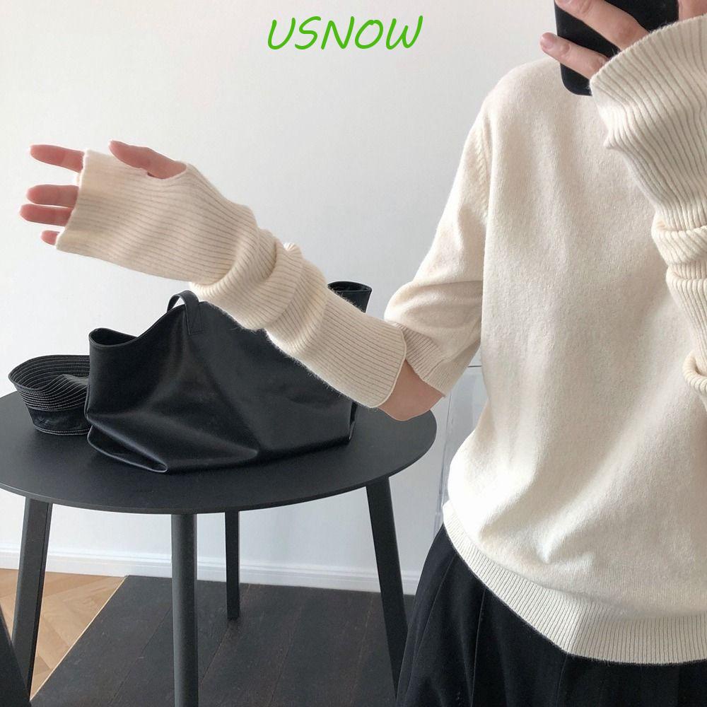 Găng Tay Len Hở Ngón Màu Sắc Đơn Giản Giữ Ấm Mùa Đông Phong Cách Hàn Quốc Cho Nữ