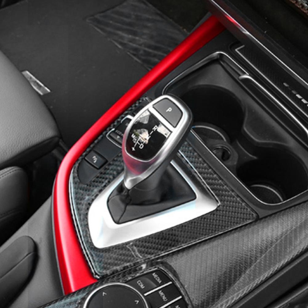 Miếng Dán In Họa Tiết Sợi Carbon Hình Chữ L Trang Trí Bảng Điều Khiển Cần Gạt Số Cho BMW 3 4 Series J9N8