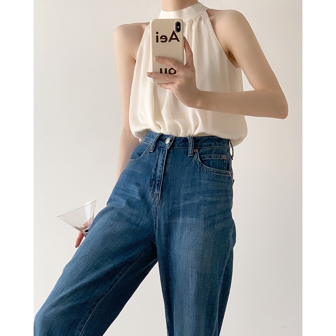 SUXI Áo Hai Dây Mùa Hè Ôm Dáng Màu Trơn Cho Nữ