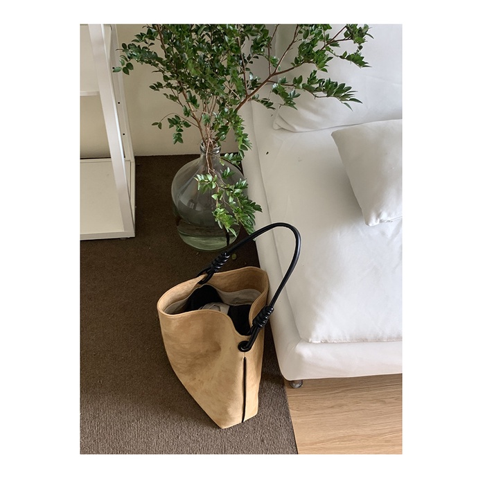 Túi Xách Da Lộn Cỡ Lớn Màu Sắc Tương Phản Phong Cách Hàn Quốc Thời Trang Thu Đông Cho Nữ