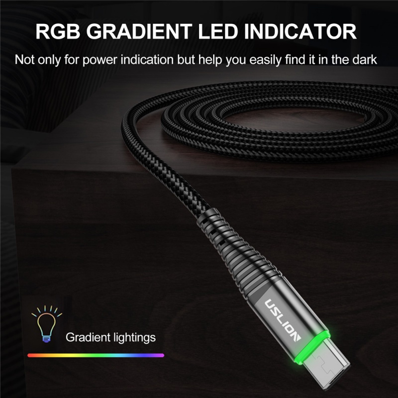 Cáp Sạc Nhanh 3A Có Đèn LED Cho Điện Thoại Samsung Xiaomi Android