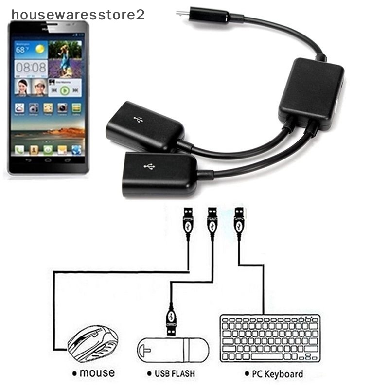 Bộ Chia Cổng Micro USB OTG Kép 2 Cho Máy Tính Bảng / PC / Điện Thoại Thông Minh