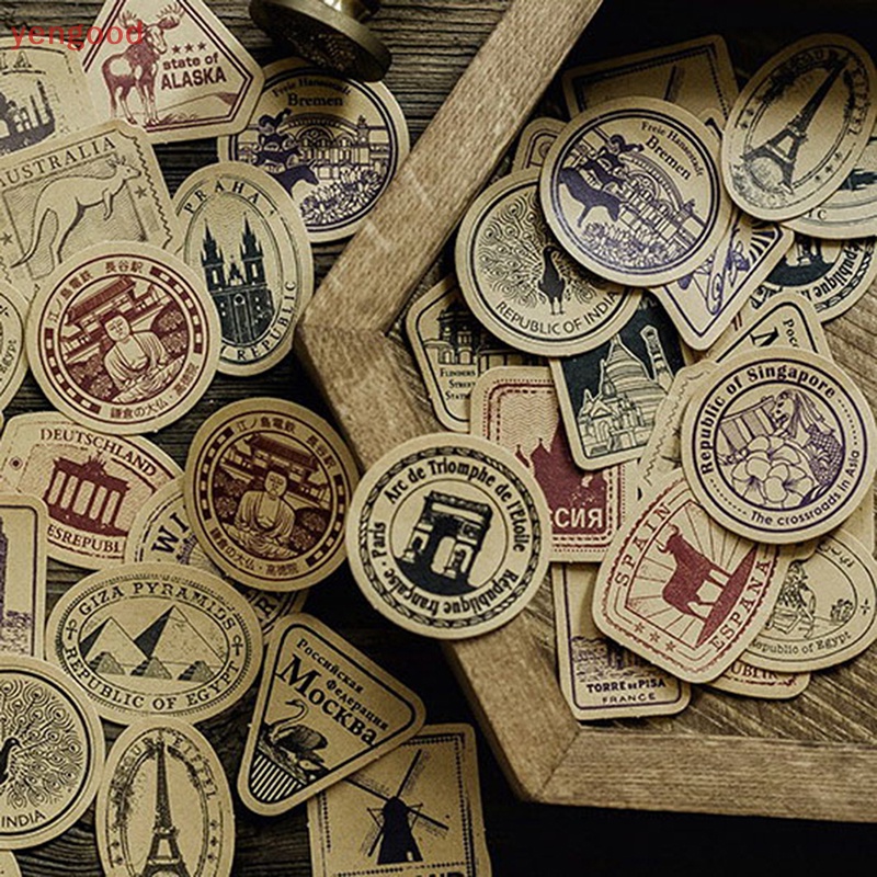 Hộp 46 Miếng Dán Giấy Trang Trí Nhật Ký Phong Cách Vintage