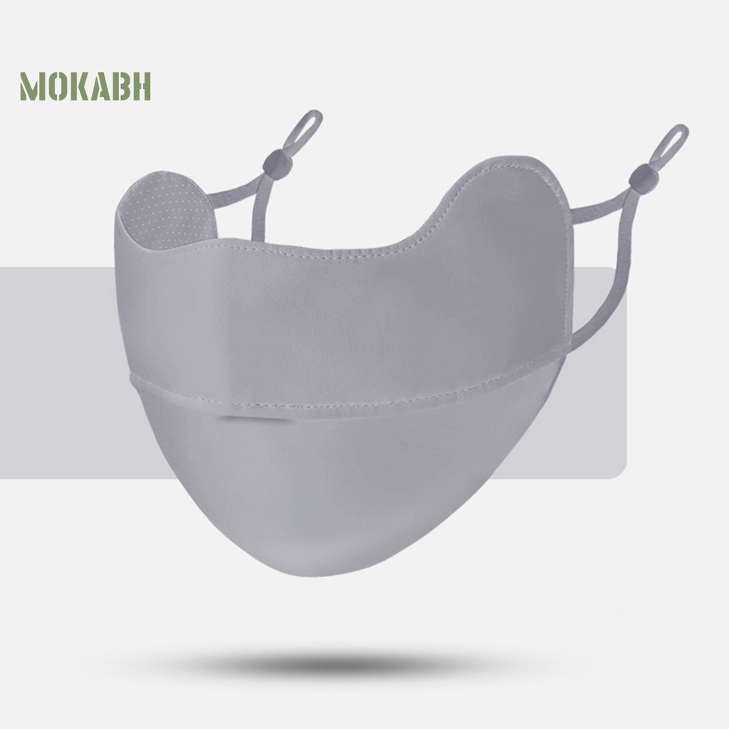 Khẩu Trang Chống Nắng Thoáng Khí Thoải Mái Bằng Lụa Lạnh Màu Trơn Che Phủ Tai