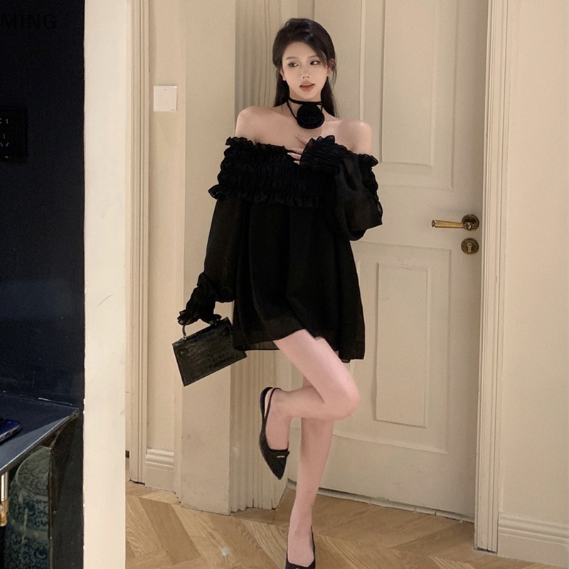 Đầm Chiffon Mini Đi Biển Mùa Hè 2023 Y2k In Họa Tiết Hoa Thanh Lịch Cho Nữ