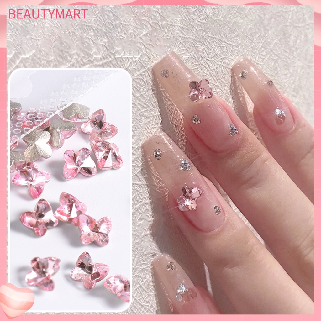 [beautymart] Phụ Kiện Trang Trí Móng Tay Mặt Kính Lấp Lánh Nhiều Màu Sắc DIY