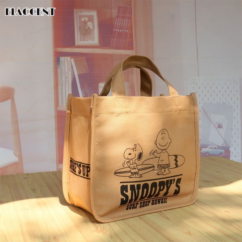 Túi Vải canvas Cầm Tay In Hình snoopy Dễ Thương Cho Nữ