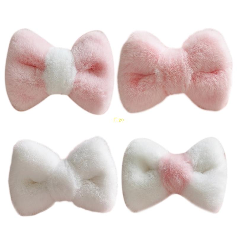 Kẹp Tóc Lông Xù Đính Nơ Lớn Xinh Xắn Giá Đỡ