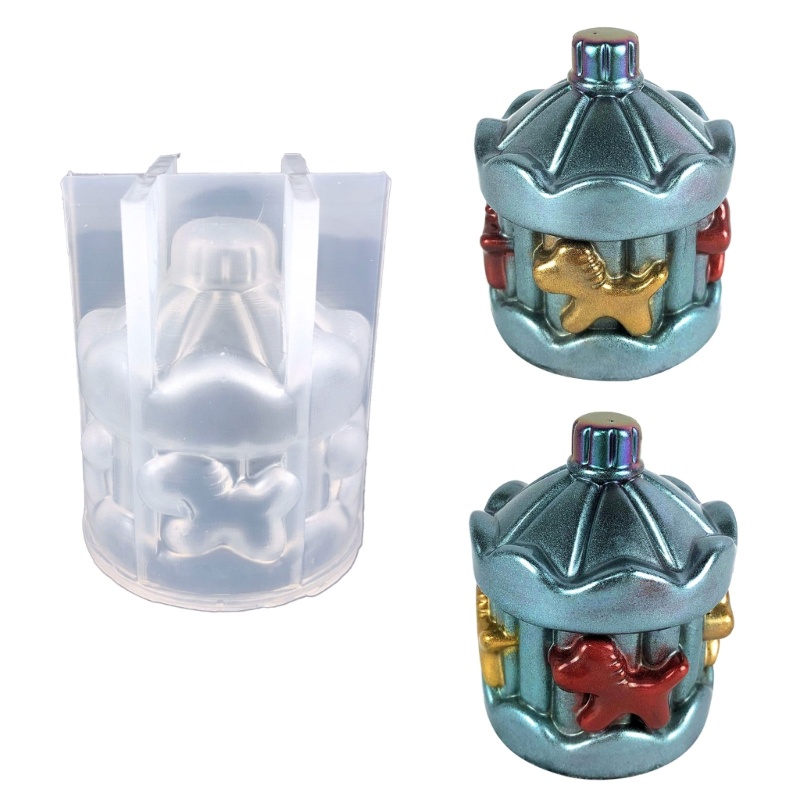 Khuôn Làm Nến Xà Phòng Thủ Công Bằng Silicone Không Dính Hình Vòng Xoay Ngựa Gỗ