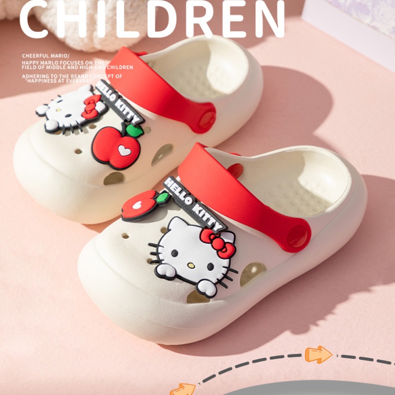 Dép EVA Đục Lỗ Chống Trượt In Hoạt Hình Hello Kitty Thời Trang Mùa Hè Cho Bé