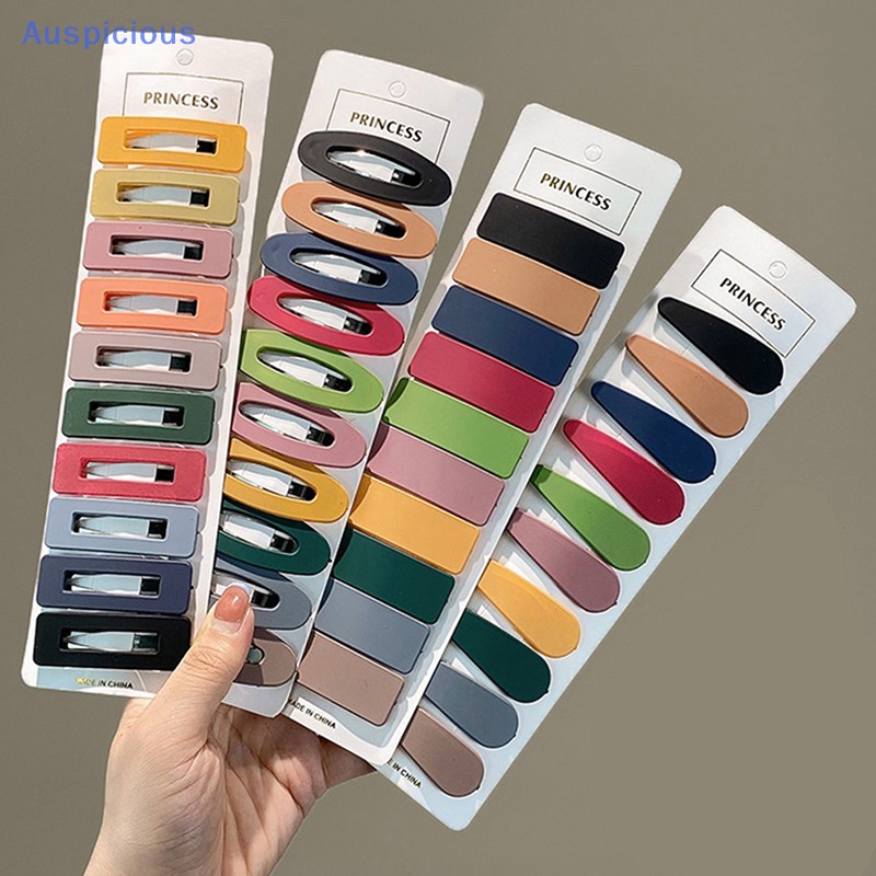 Set 10 Kẹp Tóc Hình Chữ Nhật / Vuông / Oval Màu Đen Cho Bé Gái